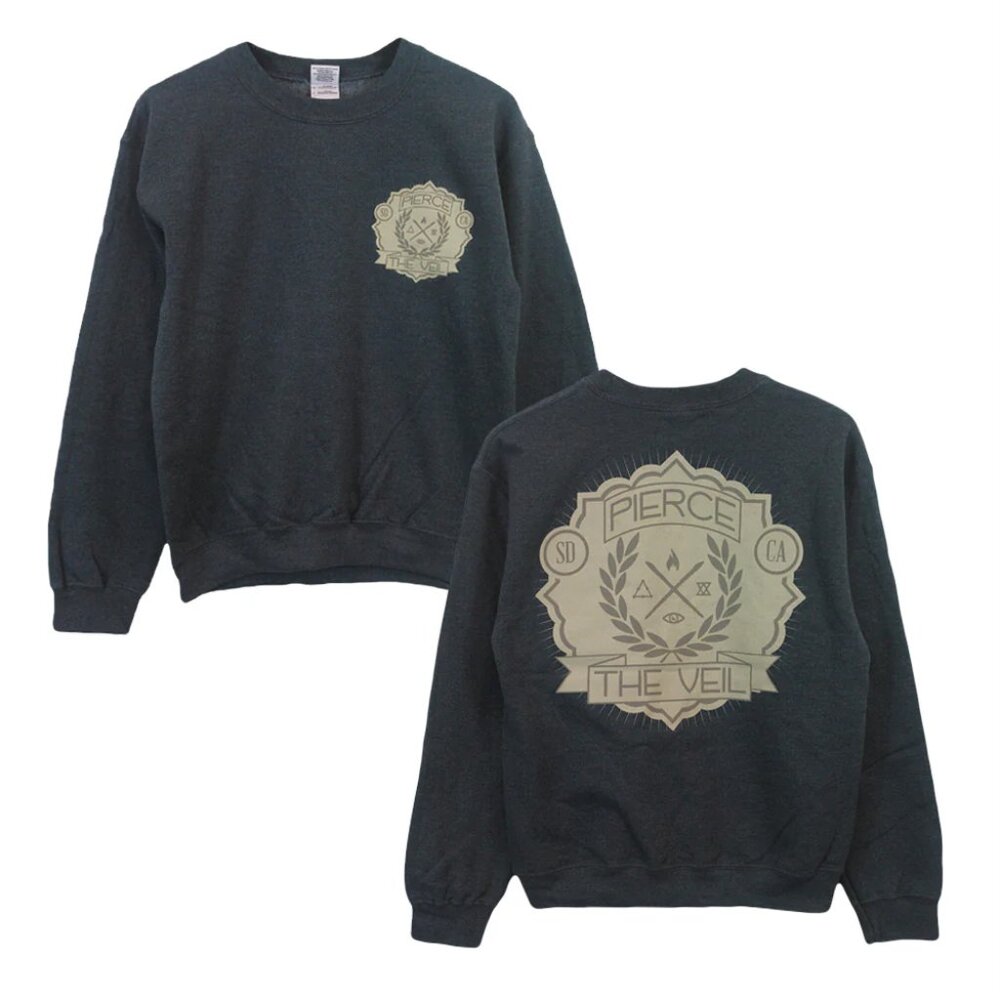 Pierce The Veil Dark Heather Grey Crewneck Sweatshirt Band Shirt Gildan